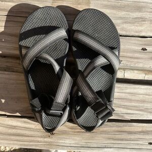 Black and Gray Strappy Chaco Sandals